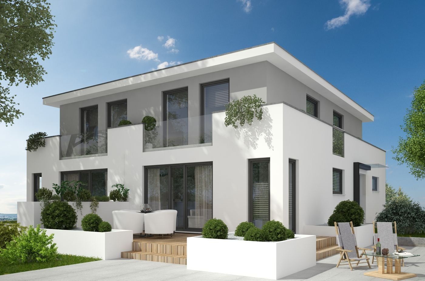Moderne Doppelhaushälfte in schönem Garten, individuell umplanbar, Moderne Doppelhaushälfte in schönem Garten, individuell umplanbar,